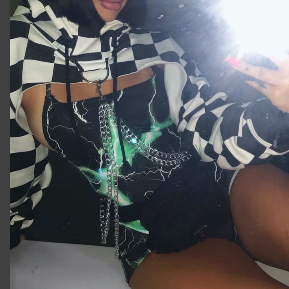 Checkered crop hoodie